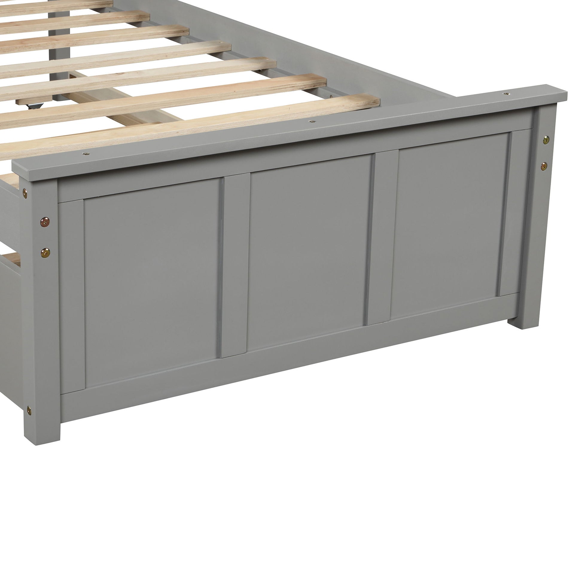Platform Bed With Twin Trundle And Frame, Twin Size - Gray - The Sleep Loft - Online Mattress Showroom NYC