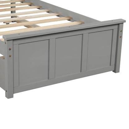 Platform Bed With Twin Trundle And Frame, Twin Size - Gray - The Sleep Loft - Online Mattress Showroom NYC