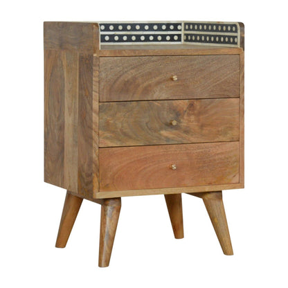 Inlay Bone Gallery Back Nightstand - Brown - The Sleep Loft - Online Mattress Showroom NYC