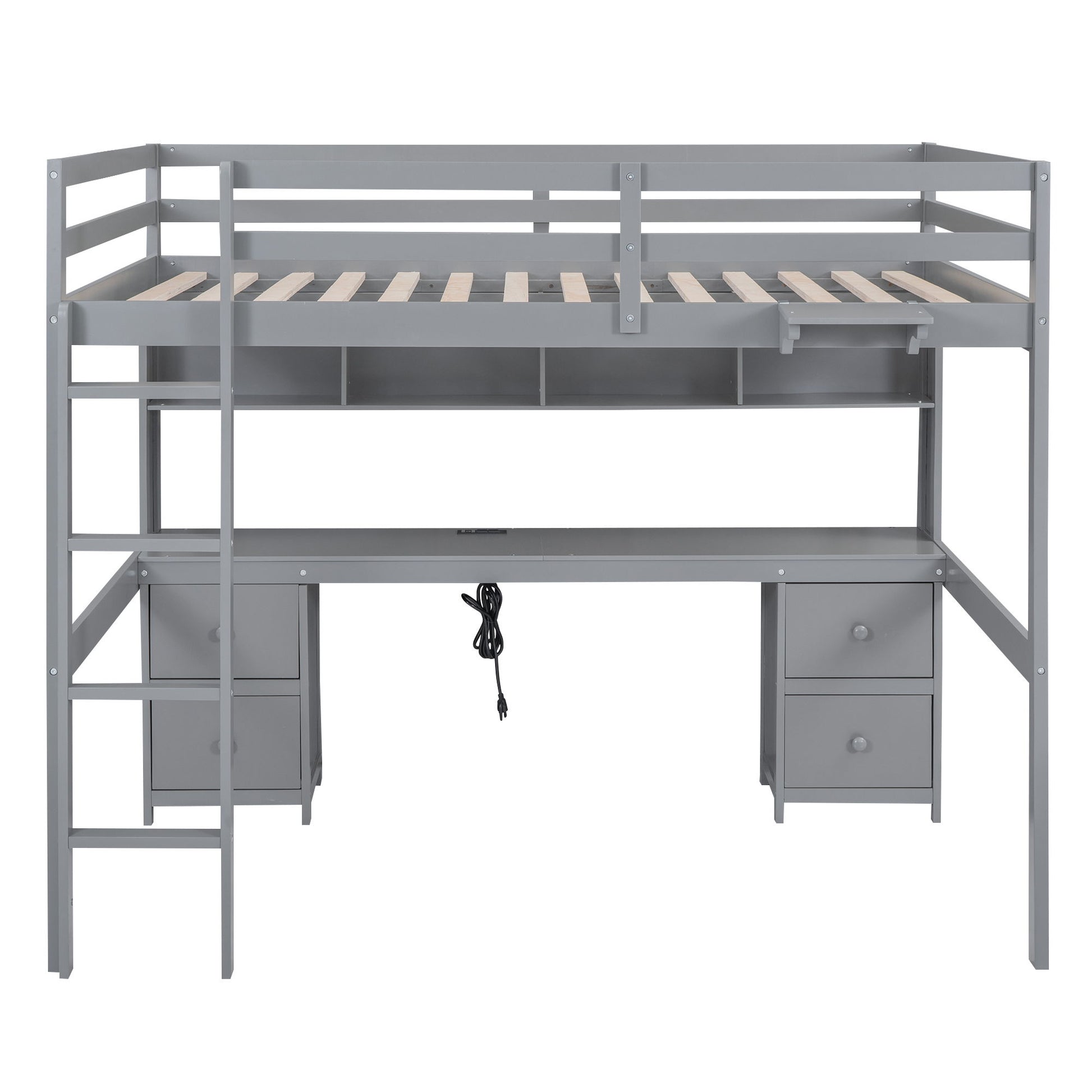 Loft Bed With Desk, Cabinets, Drawers, Charging Station And Bedside Tray - The Sleep Loft - Online Mattress Showroom NYC