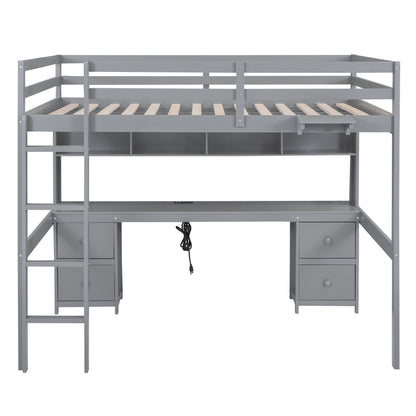 Loft Bed With Desk, Cabinets, Drawers, Charging Station And Bedside Tray - The Sleep Loft - Online Mattress Showroom NYC