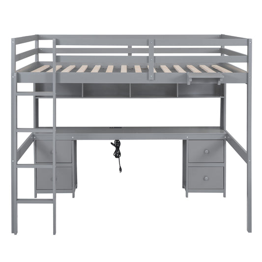 Loft Bed With Desk, Cabinets, Drawers, Charging Station And Bedside Tray - The Sleep Loft - Online Mattress Showroom NYC