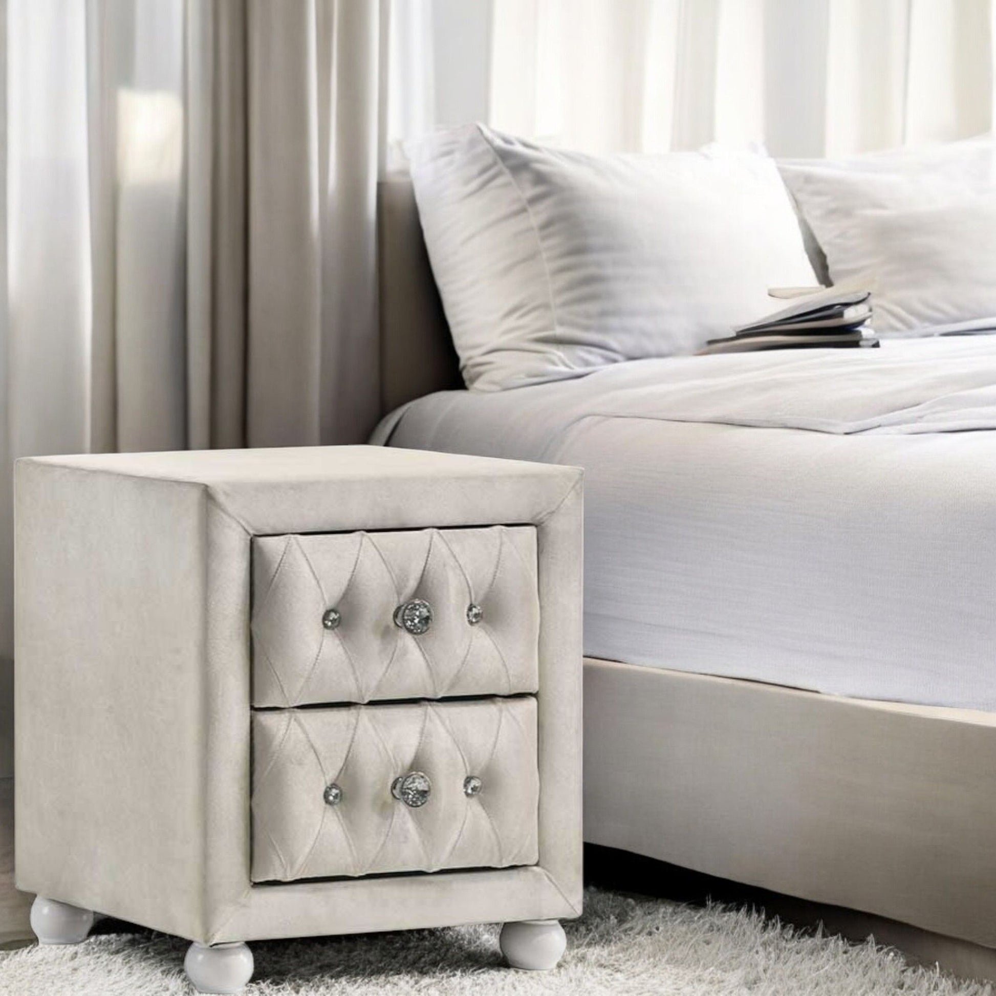 Reggie - Nightstand - Beige - The Sleep Loft - Online Mattress Showroom NYC