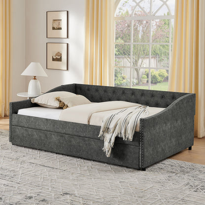 Upholstered Daybed With USB Charging & Pull Out Bed - The Sleep Loft - Online Mattress Showroom NYC