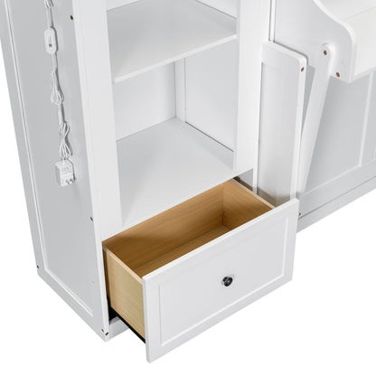 French Style Murphy Platform Bed With Shelf, Side Cabinets, Drawers And LED - The Sleep Loft - Online Mattress Showroom NYC