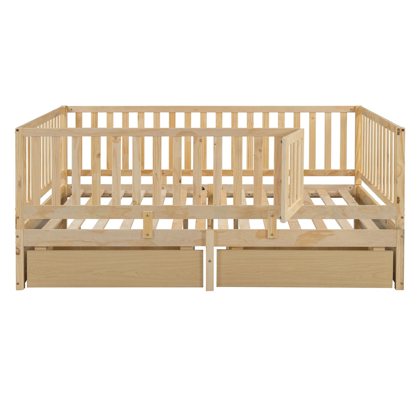 Daybed With Fence Guardrails And 2 Drawers, Split Into Independent Floor Bed & Daybed - The Sleep Loft - Online Mattress Showroom NYC