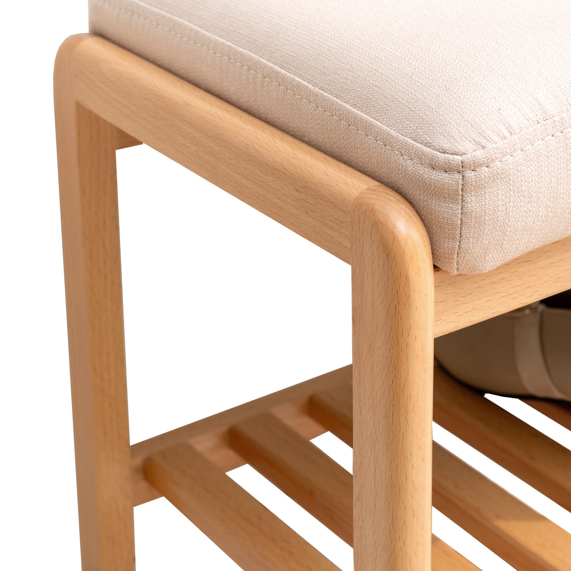 Shoe Bench, Beech Wood Storage Rack Organizer With High Rebound Sponge Cushion - Natural - The Sleep Loft - Online Mattress Showroom NYC