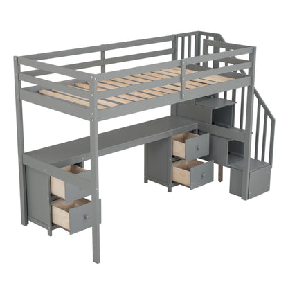 Loft Bed Frame With Built In Desk And Double Storage Drawers - The Sleep Loft - Online Mattress Showroom NYC