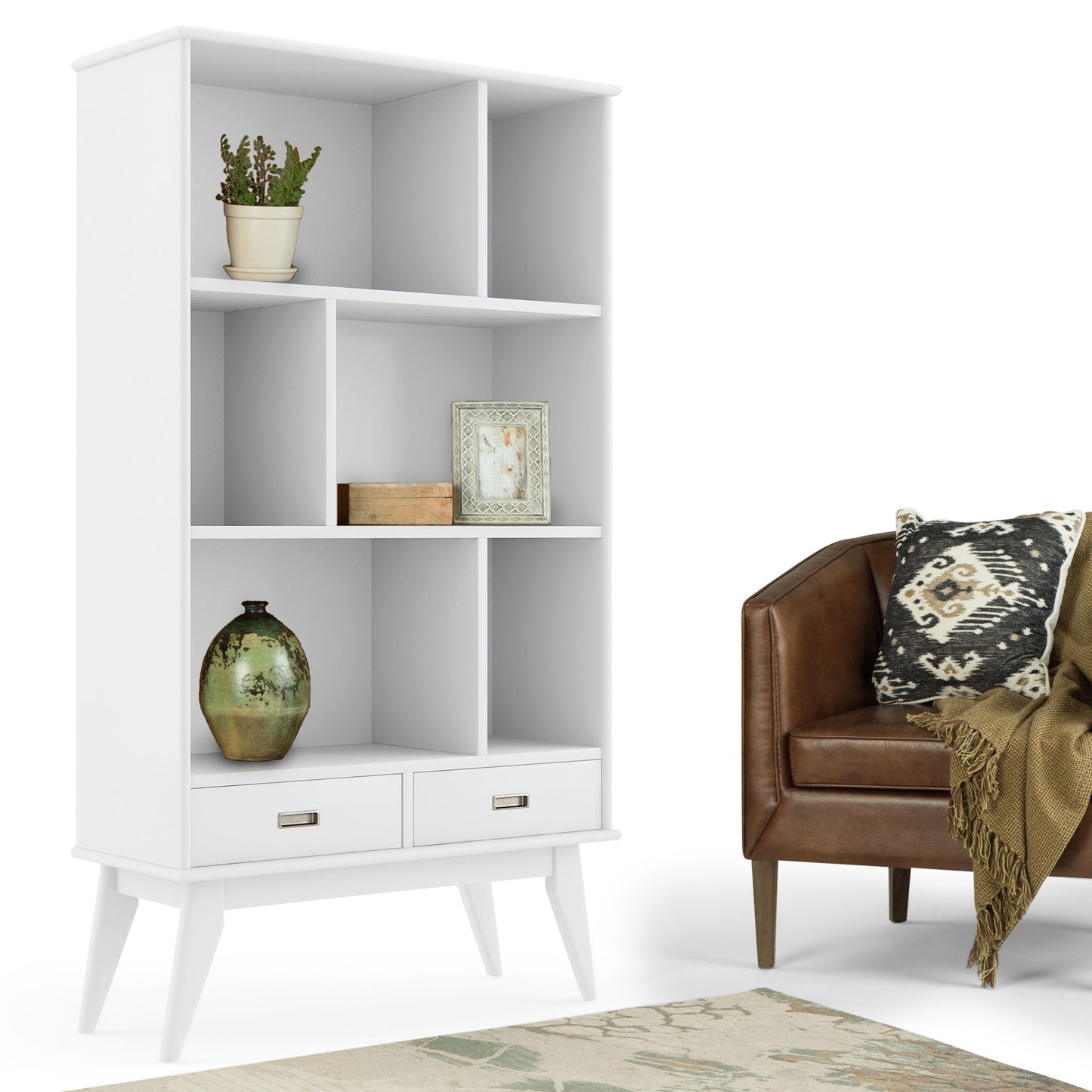 Draper - Mid Century Wide Bookcase And Storage Unit - The Sleep Loft - Online Mattress Showroom NYC