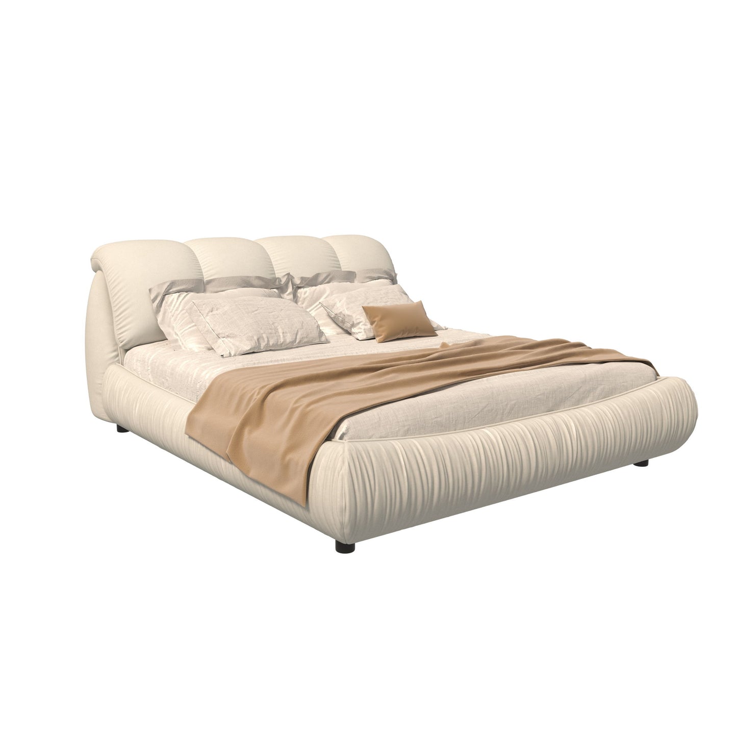Luxury Upholstered Platform Bed With Oversized Padded Backrest And Solid Wood Frame - The Sleep Loft - Online Mattress Showroom NYC