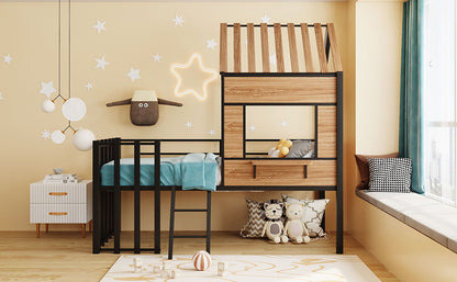 Loft Bed With Roof, Window, Guardrail, Ladder - The Sleep Loft - Online Mattress Showroom NYC