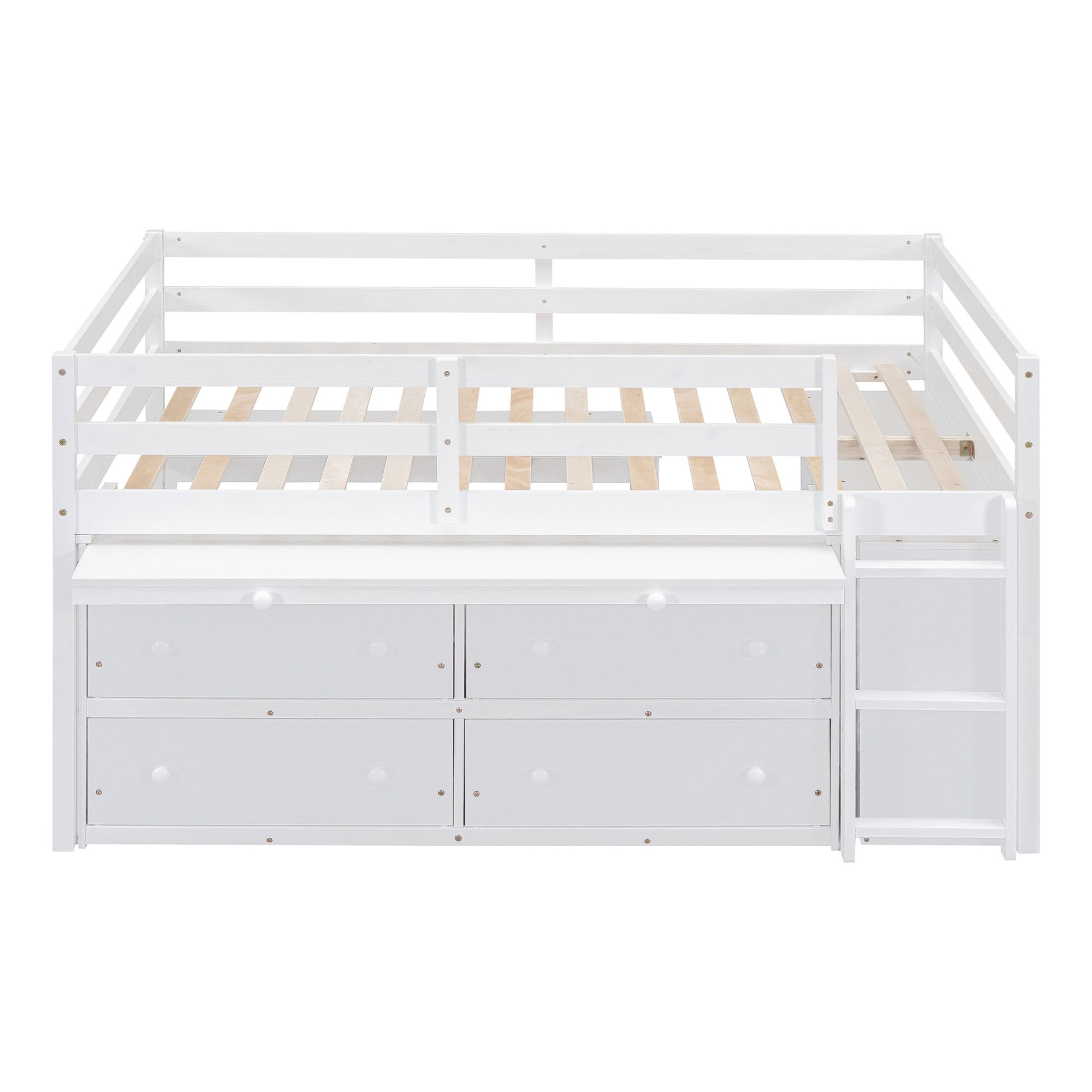 Loft Bed With Retractable Writing Desk And 4 Drawers, With Lateral Portable Desk And Shelves - The Sleep Loft - Online Mattress Showroom NYC