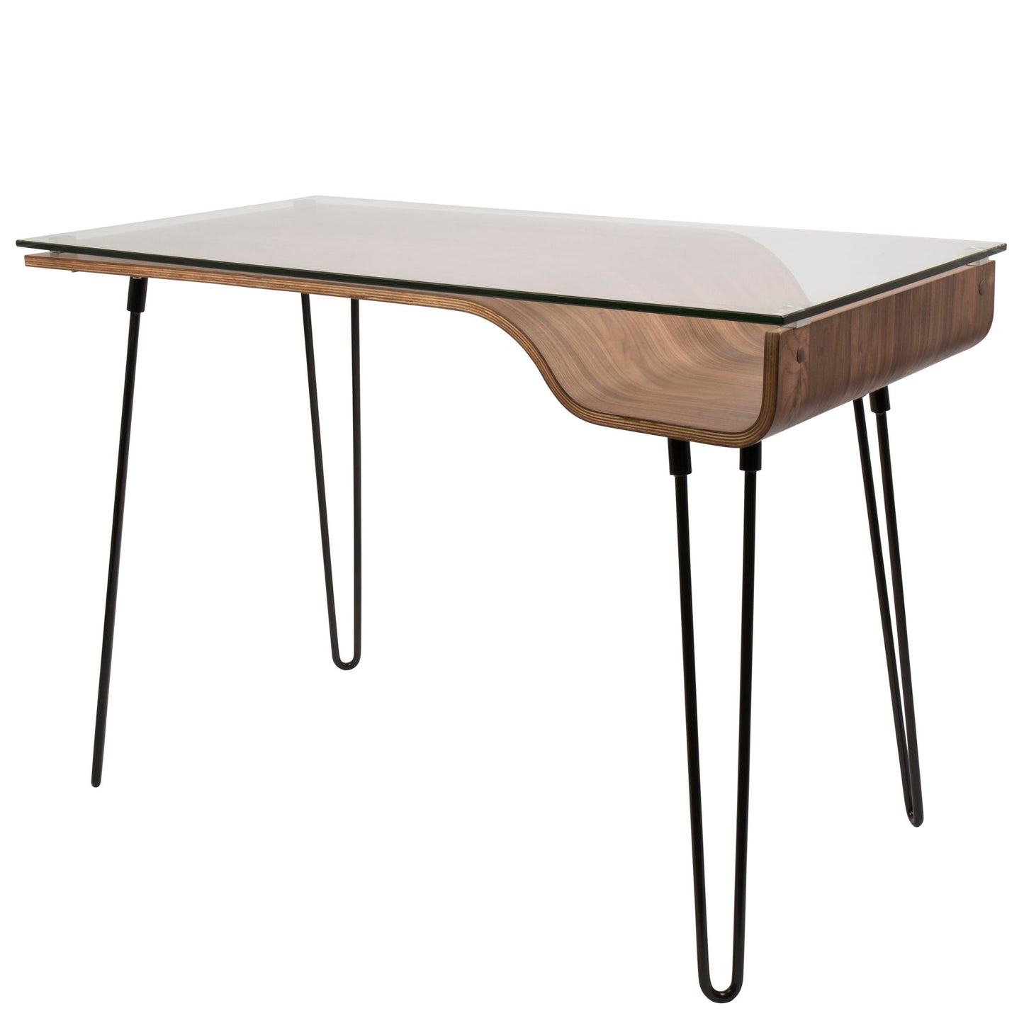 Avery - Mid-Century Modern Desk - Walnut / Clear / Black - The Sleep Loft - Online Mattress Showroom NYC
