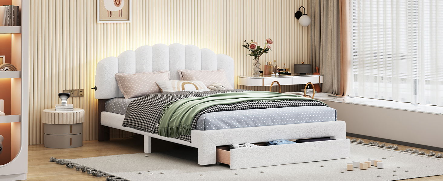 Upholstered Platform Bed With Drawer - The Sleep Loft - Online Mattress Showroom NYC