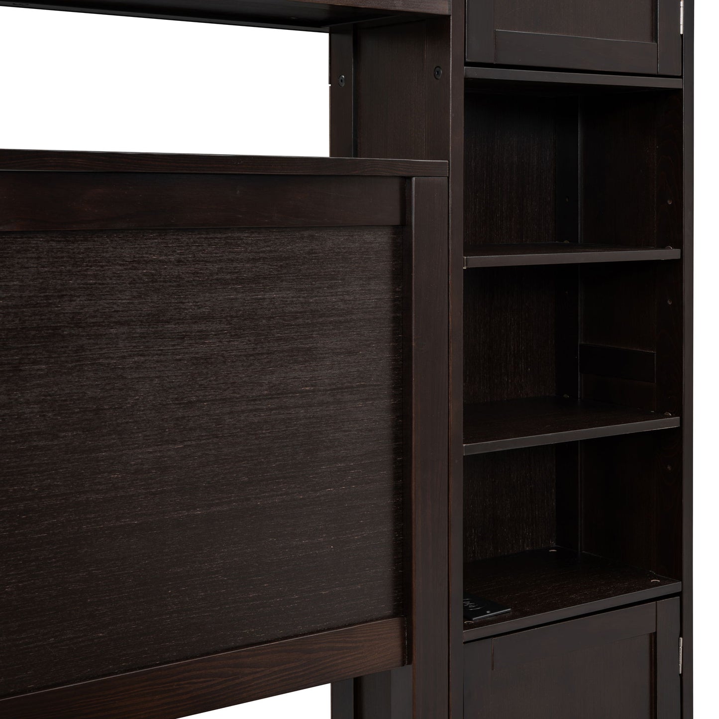Bed With All In One Cabinet, Shelf And Sockets, Twin Long Trundle - The Sleep Loft - Online Mattress Showroom NYC