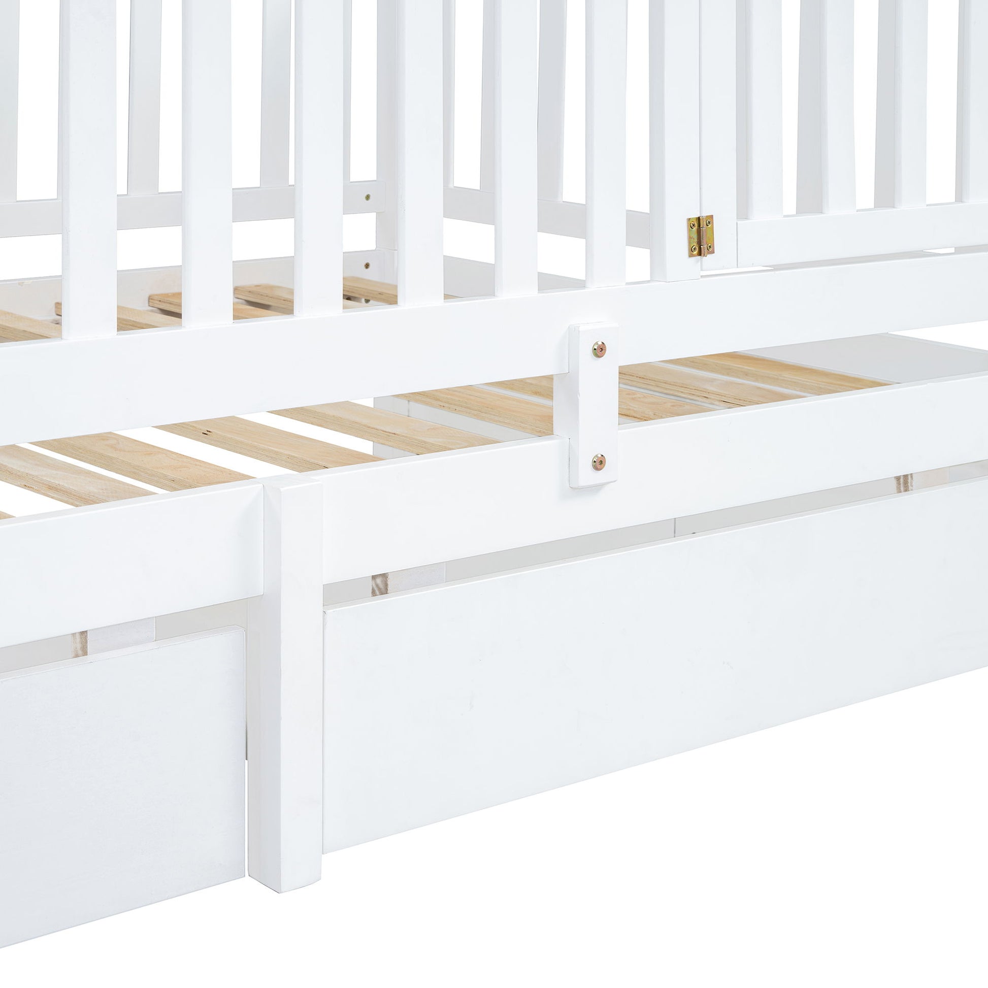 Daybed With Fence Guardrails And 2 Drawers, Split Into Independent Floor Bed & Daybed - The Sleep Loft - Online Mattress Showroom NYC