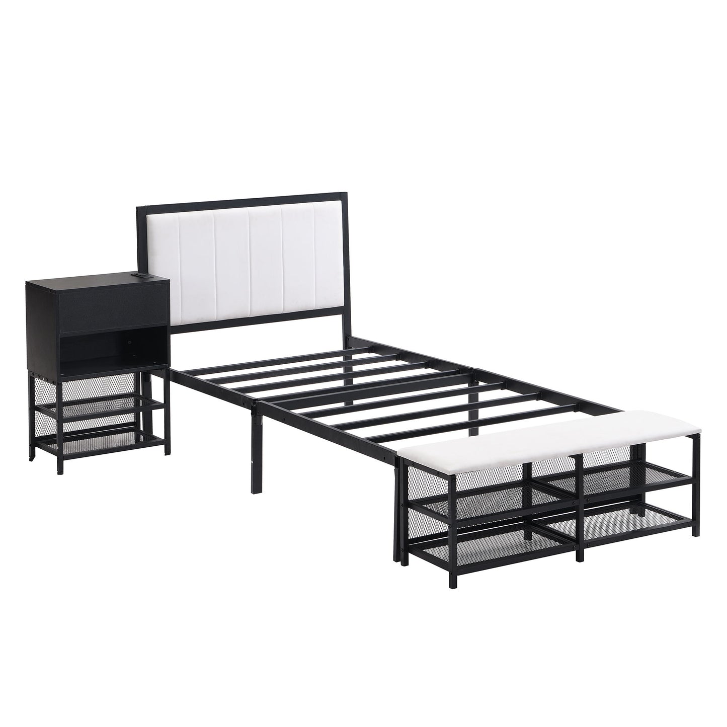 Platform Bed With 2 Tier Storage Shelves, Storage Cabinet - The Sleep Loft - Online Mattress Showroom NYC