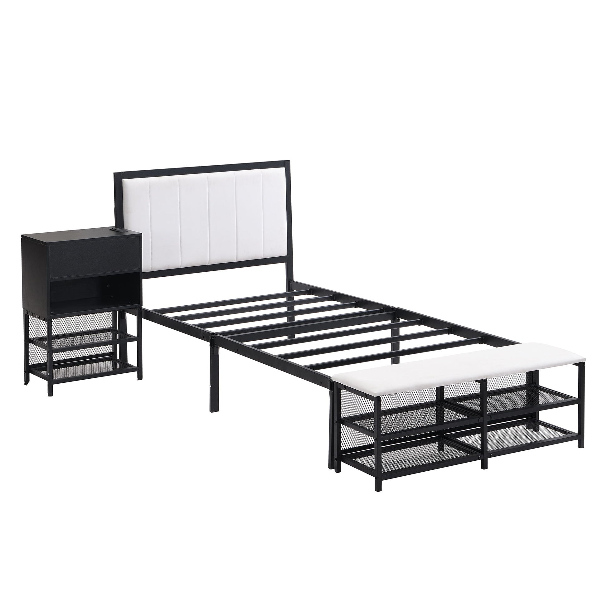 Platform Bed With 2 Tier Storage Shelves, Storage Cabinet - The Sleep Loft - Online Mattress Showroom NYC