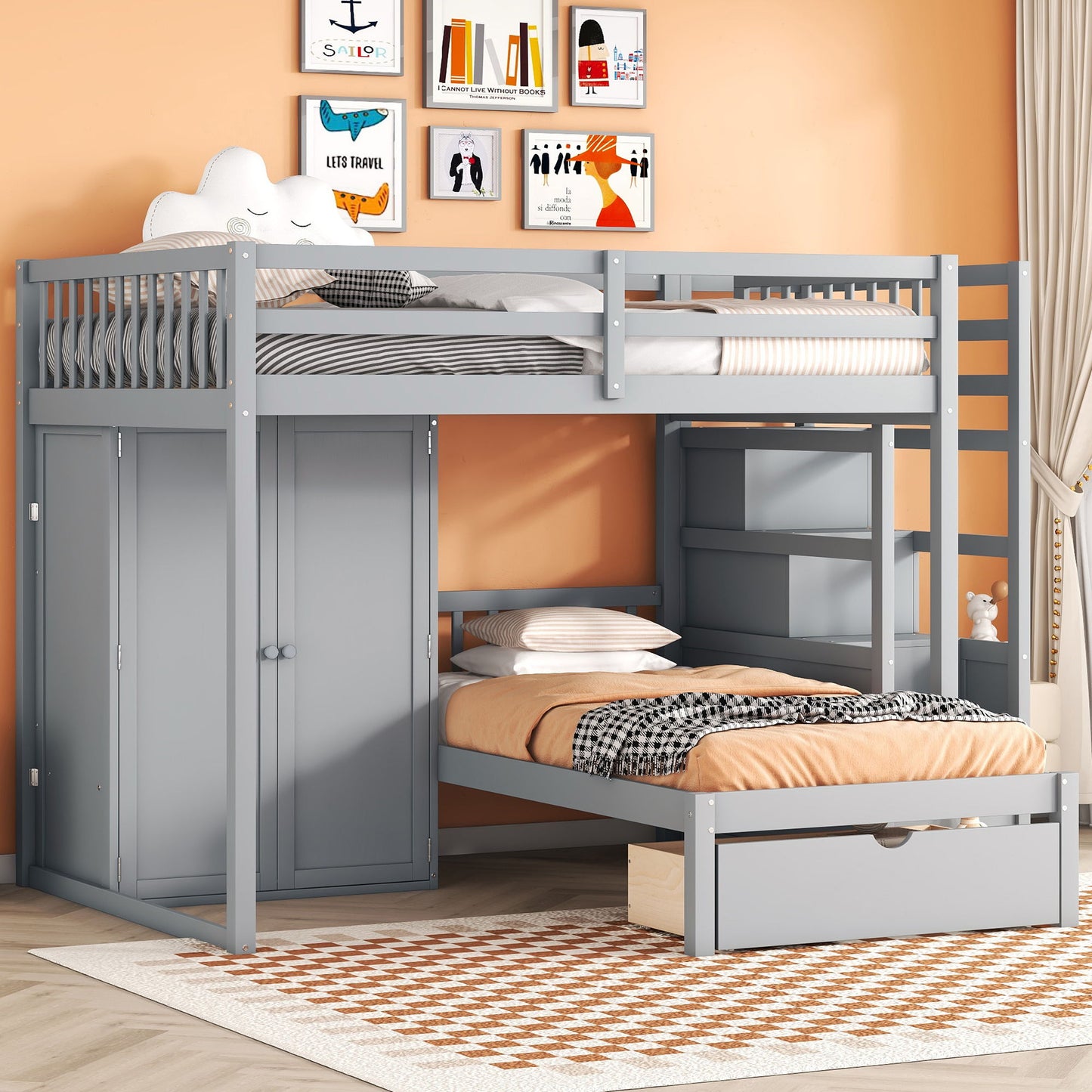 Bunk Bed With Wardrobe, Drawers - The Sleep Loft - Online Mattress Showroom NYC