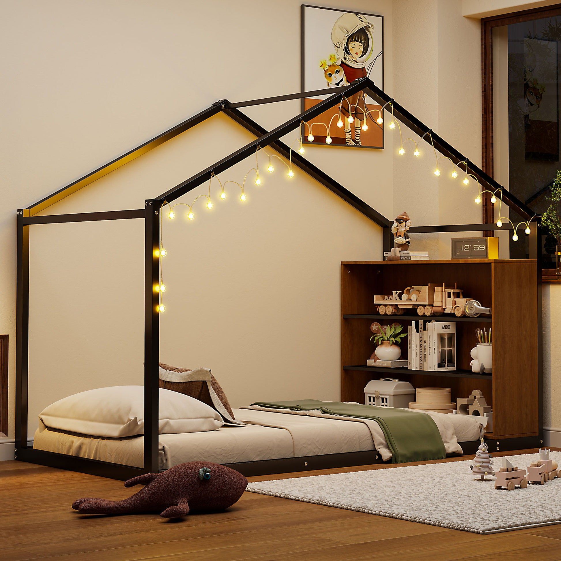 Bed House Frame With Shelves And Lights - The Sleep Loft - Online Mattress Showroom NYC