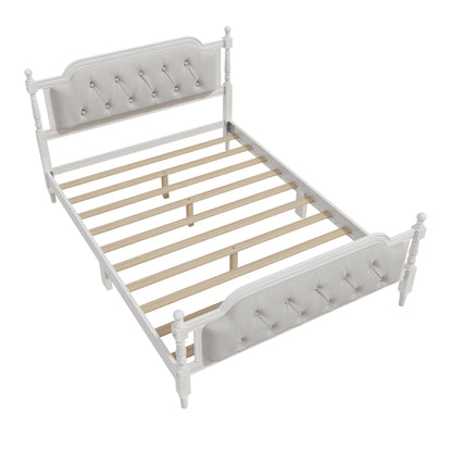 Traditional Style Solid Bed Frame With Upholstered Tufted Headboard, No Box Spring Needed - The Sleep Loft - Online Mattress Showroom NYC