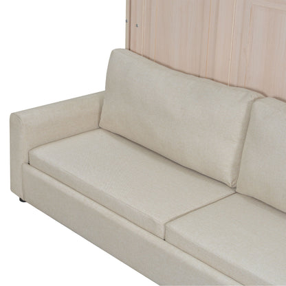 Queen Size Murphy Bed With Sofa And LED - Beige - The Sleep Loft - Online Mattress Showroom NYC
