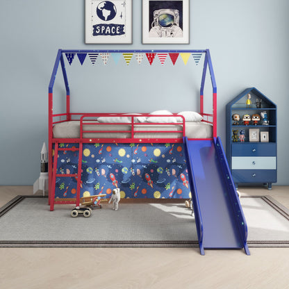 Jack - House Loft Bed With Slide And Curtain Set - The Sleep Loft - Online Mattress Showroom NYC