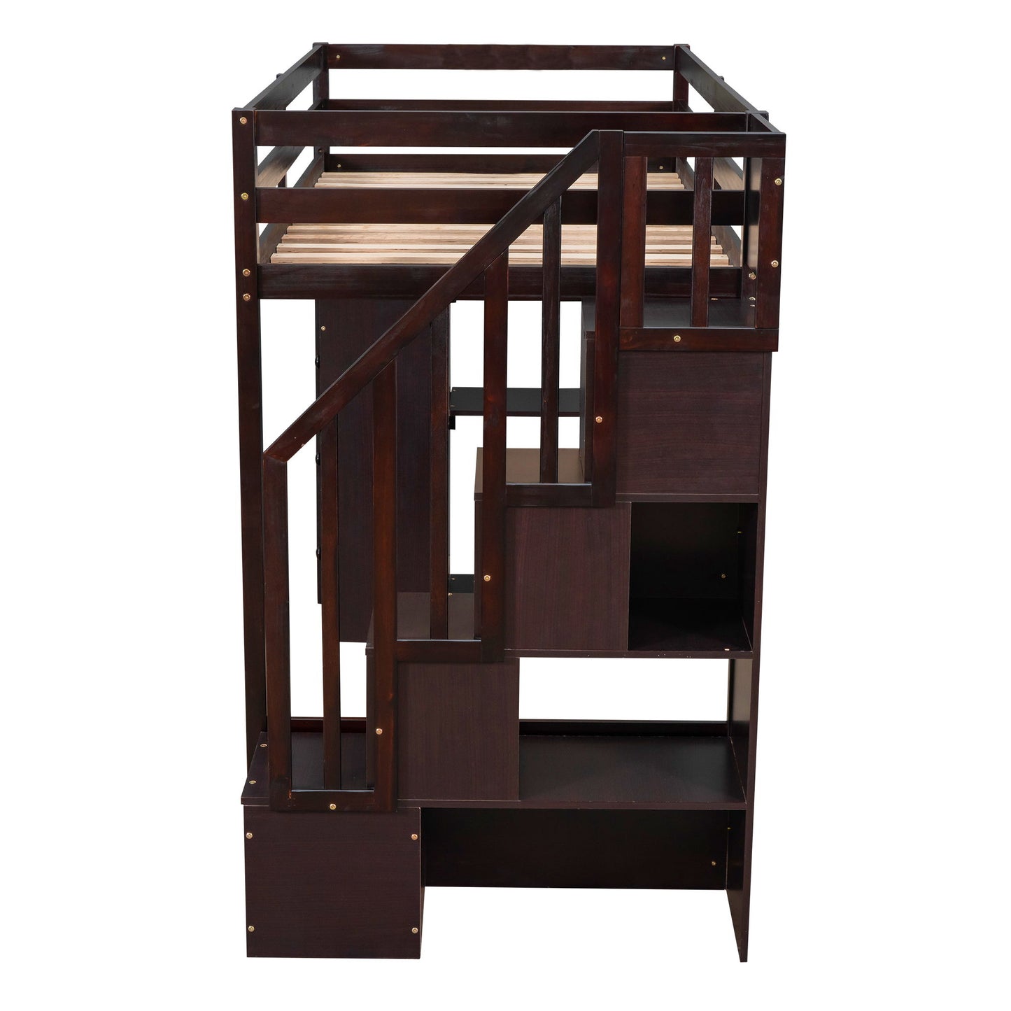 Loft Bed With Storage Drawers And Stairs With Shelves - The Sleep Loft - Online Mattress Showroom NYC