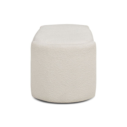Fuji - Oval Storage Bench, Upholstered - Ivory White - The Sleep Loft - Online Mattress Showroom NYC