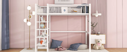 Loft Bed With 4 Tier Shelves And Storage - The Sleep Loft - Online Mattress Showroom NYC