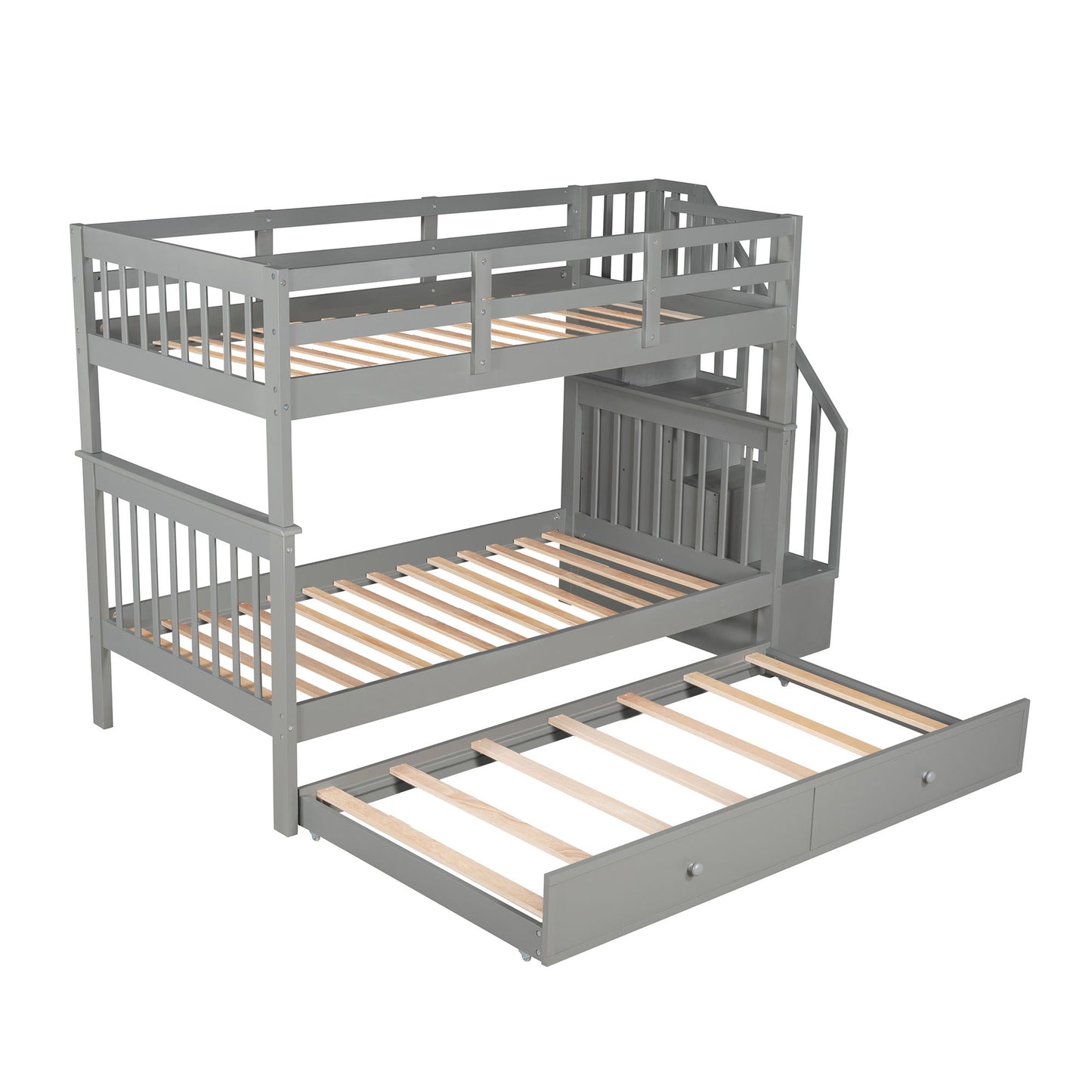 Stairway Bunk Bed With Storage And Guard Rail For Bedroom - The Sleep Loft - Online Mattress Showroom NYC