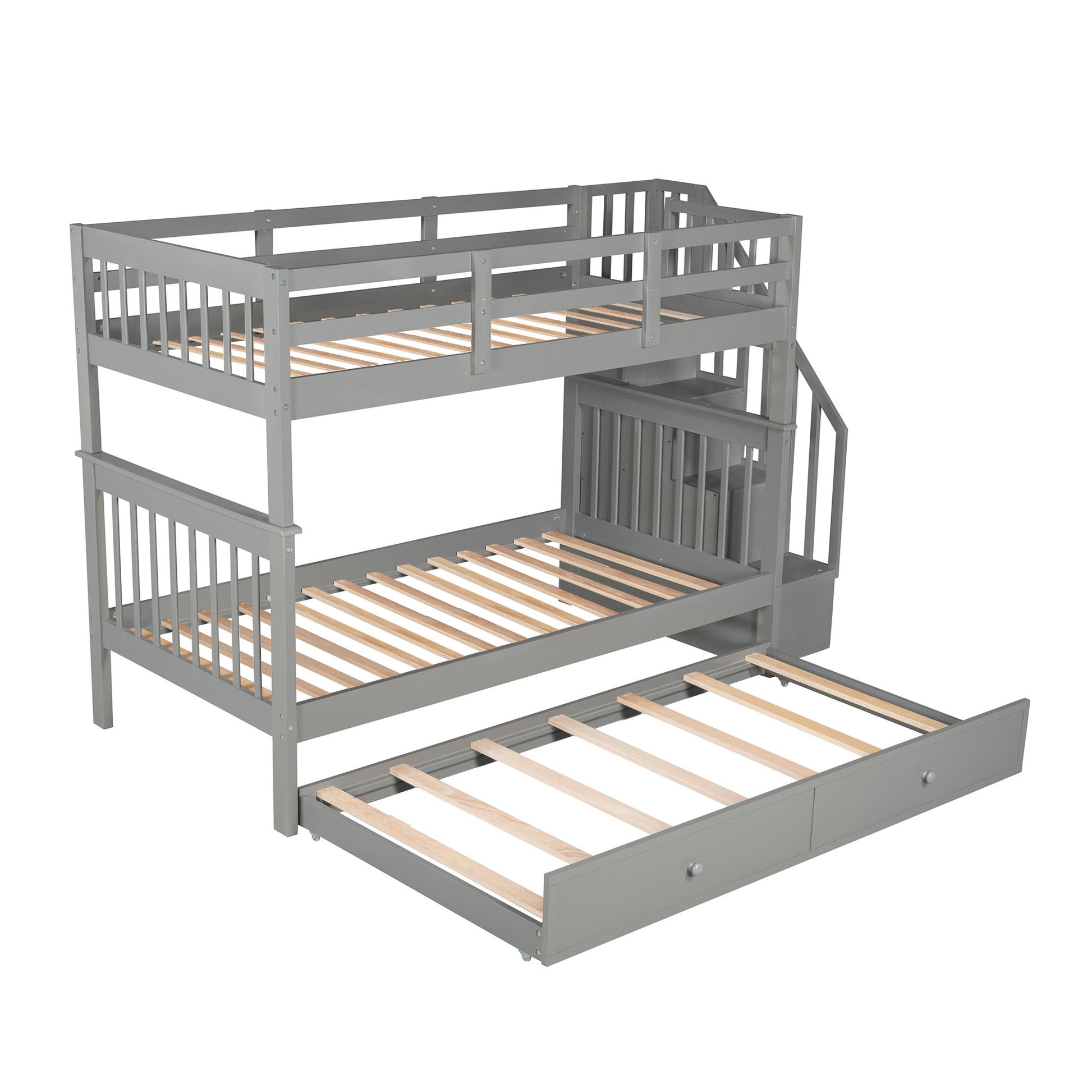 Stairway Bunk Bed With Storage And Guard Rail For Bedroom - The Sleep Loft - Online Mattress Showroom NYC