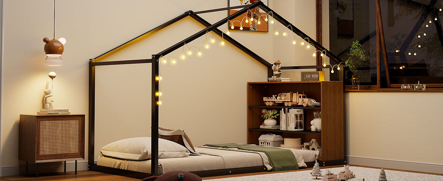 Bed House Frame With Shelves And Lights - The Sleep Loft - Online Mattress Showroom NYC
