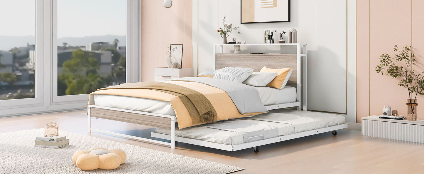 Platform Bed Frame With Trundle, USB Ports And Slat Support, No Box Spring Needed - The Sleep Loft - Online Mattress Showroom NYC
