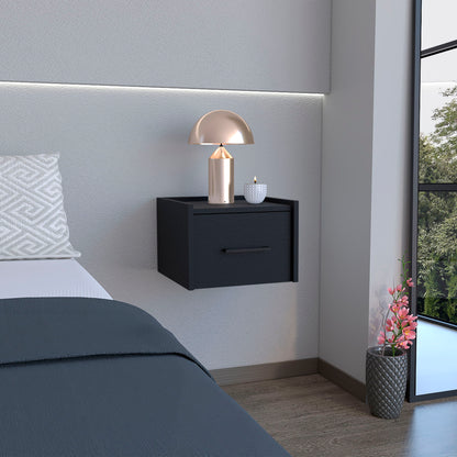 Floating Nightstand, Space Saving Design With Handy Drawer And Surface - Black - The Sleep Loft - Online Mattress Showroom NYC