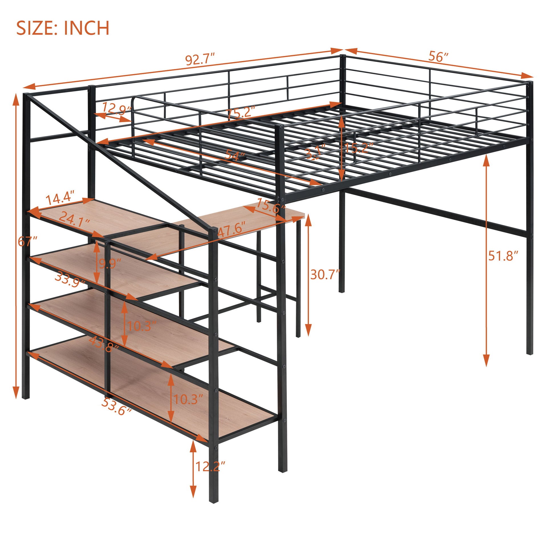 Loft Bed With Desk And Lateral Storage Ladder - The Sleep Loft - Online Mattress Showroom NYC