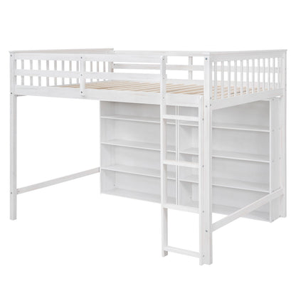 Loft Bed With 8 Open Storage Shelves And Built In Ladder - The Sleep Loft - Online Mattress Showroom NYC