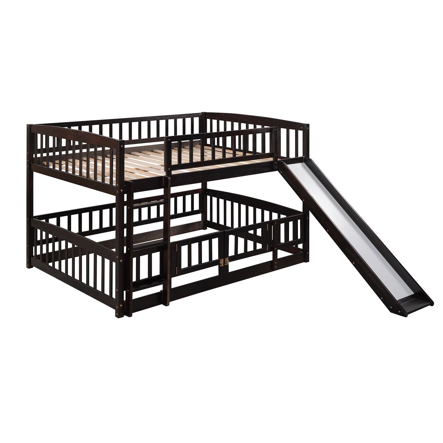 Low Bunk Bed With Slide, Fence And Ladder - The Sleep Loft - Online Mattress Showroom NYC