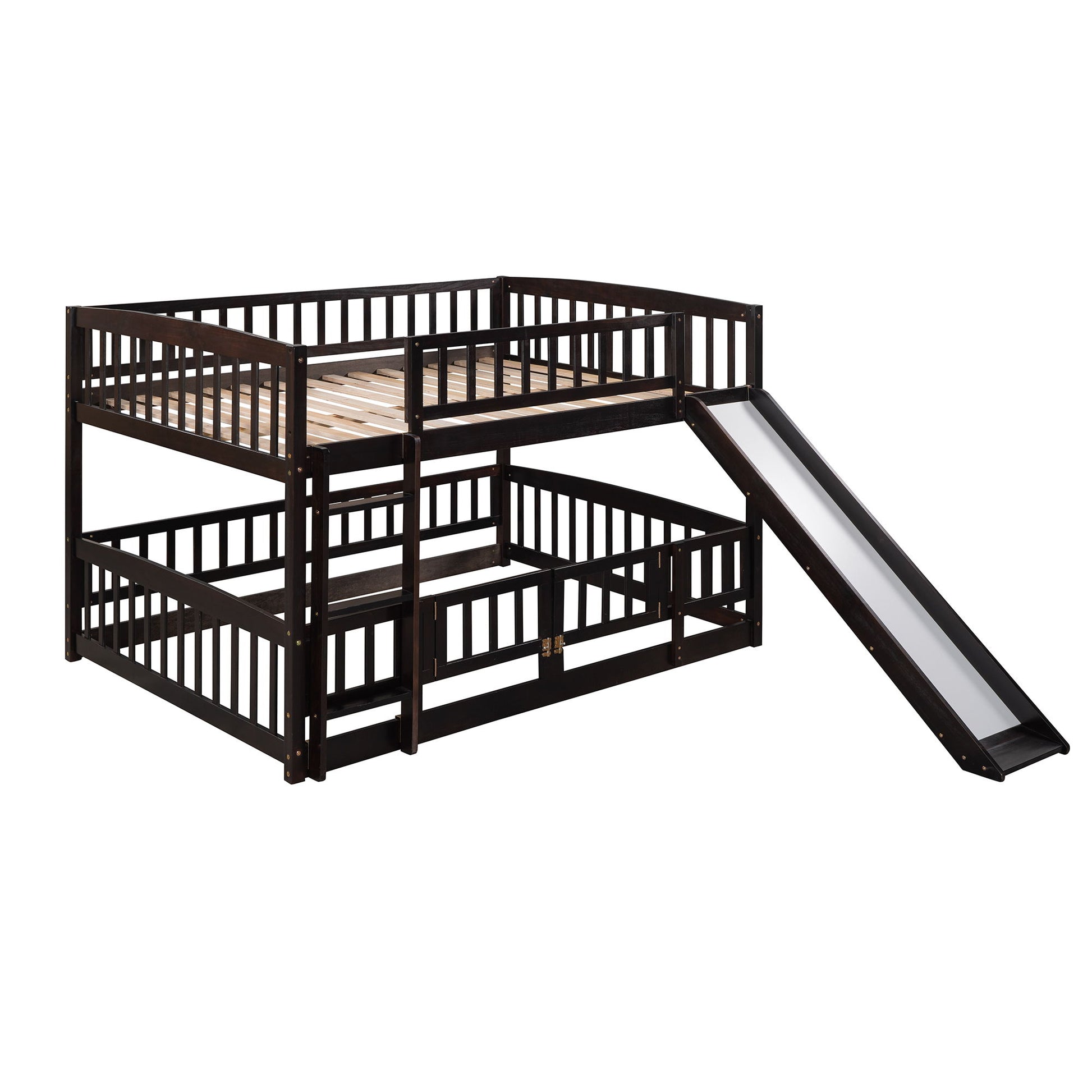 Low Bunk Bed With Slide, Fence And Ladder - The Sleep Loft - Online Mattress Showroom NYC