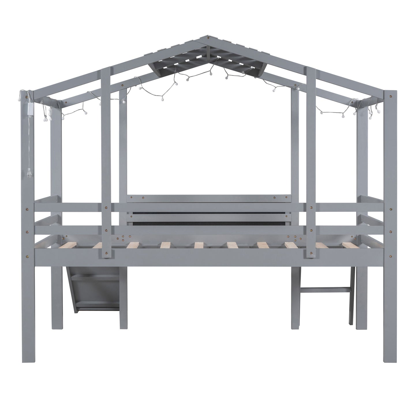 Loft House Bed With Ladder And Slide, With board And Light Strip On The Roof - The Sleep Loft - Online Mattress Showroom NYC