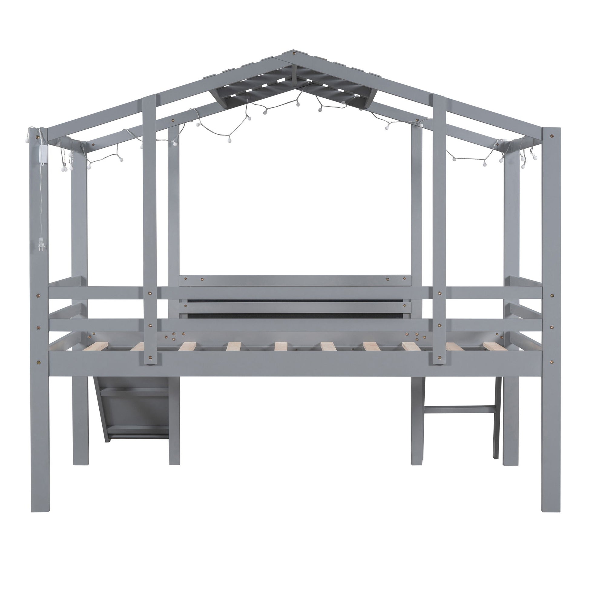 Loft House Bed With Ladder And Slide, With board And Light Strip On The Roof - The Sleep Loft - Online Mattress Showroom NYC