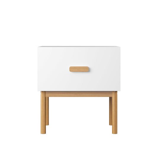 Nightstand With Drawer, Minimalist Bedside Table With Handle For Bedroom - White - The Sleep Loft - Online Mattress Showroom NYC