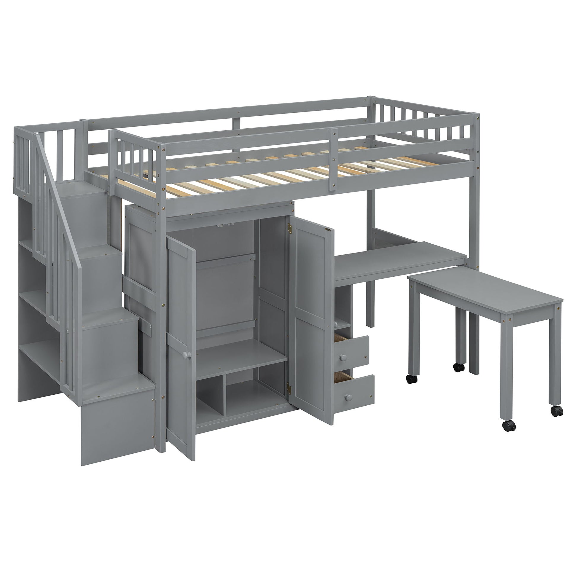 Loft Bed With Stairs, Bookshelf, Drawers, Desk & Wardrobe, Space Saving Multifunctional Furniture - The Sleep Loft - Online Mattress Showroom NYC