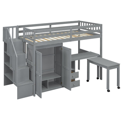 Loft Bed With Stairs, Bookshelf, Drawers, Desk & Wardrobe, Space Saving Multifunctional Furniture - The Sleep Loft - Online Mattress Showroom NYC