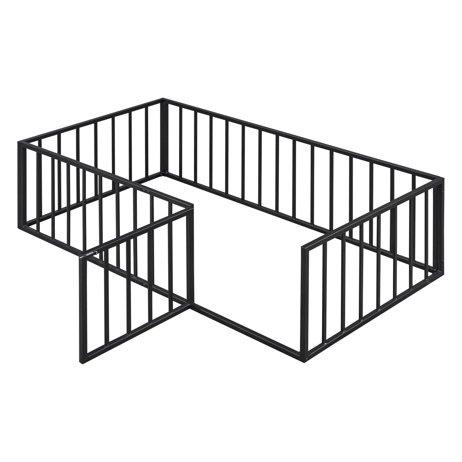 Metal Floor Bed Frame With Fence And Door - The Sleep Loft - Online Mattress Showroom NYC