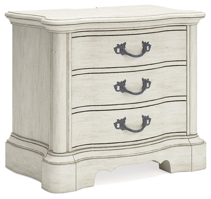 Arlendyne - Three Drawer Night Stand - Antique White - The Sleep Loft - Online Mattress Showroom NYC