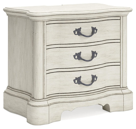 Arlendyne - Three Drawer Night Stand - Antique White - The Sleep Loft - Online Mattress Showroom NYC