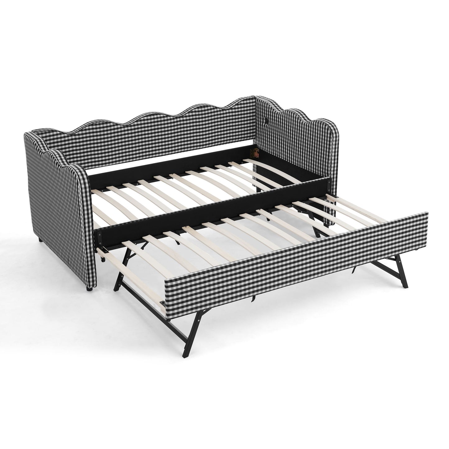 Gingham Daybed With USB Charging Port, Wave Shaped Design - The Sleep Loft - Online Mattress Showroom NYC