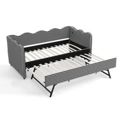 Gingham Daybed With USB Charging Port, Wave Shaped Design - The Sleep Loft - Online Mattress Showroom NYC