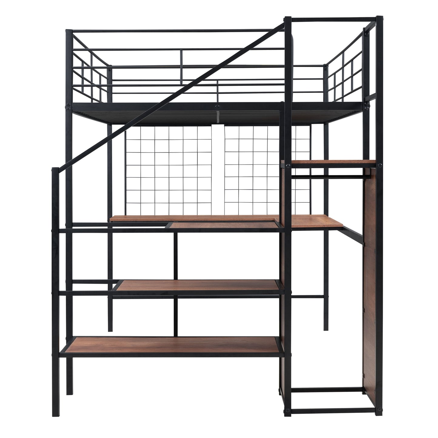 Loft Bed With Desk And Grid, Stylish Frame With Lateral Storage Ladder And Wardrobe - The Sleep Loft - Online Mattress Showroom NYC